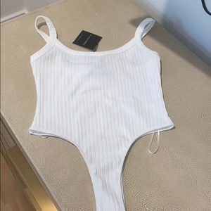 White ribbed body suit